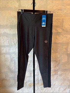 adidas Black Girls' Trefoil Leggings with Side Stripes